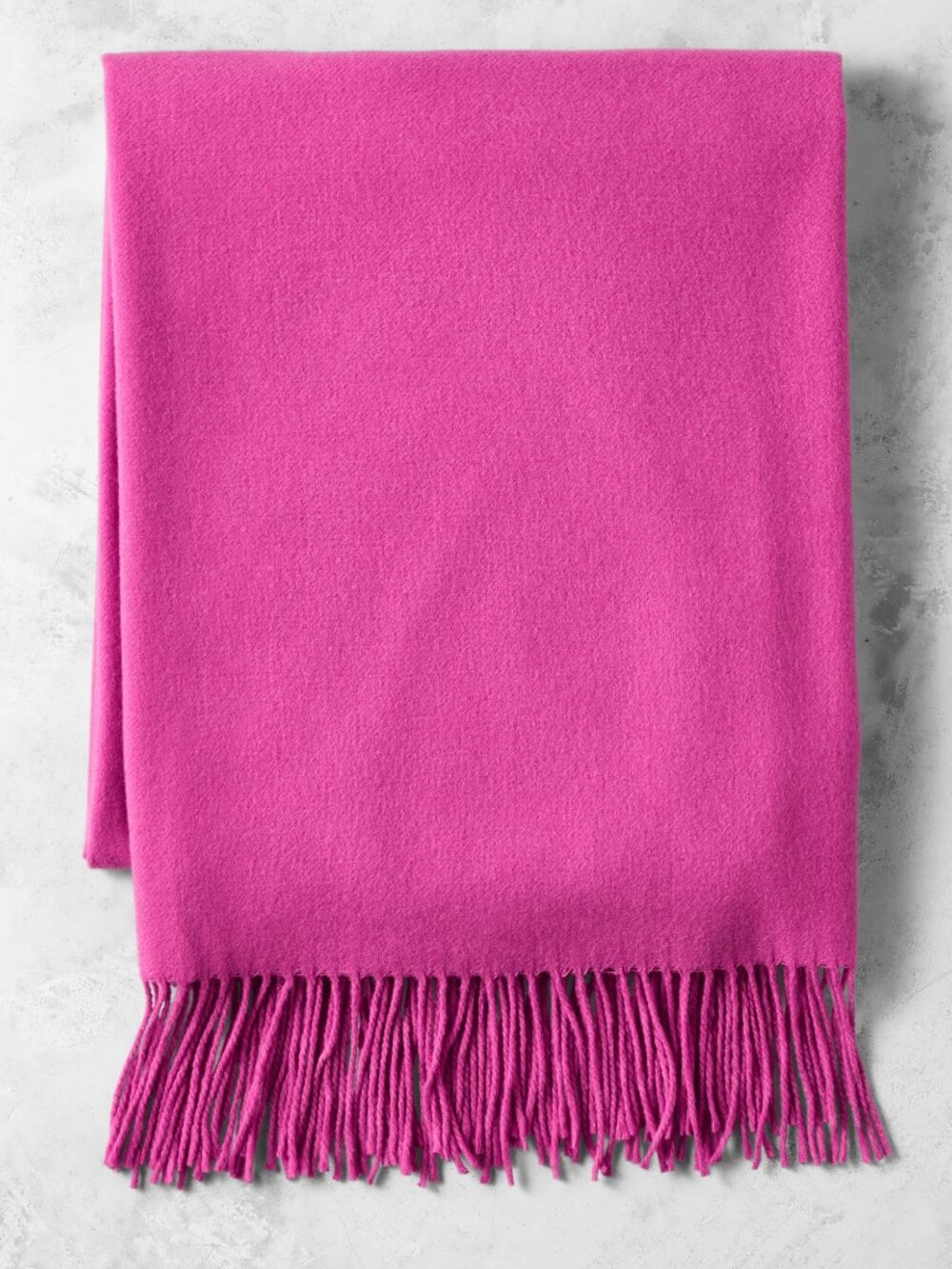 Williams Sonoma European Solid 100% Cashmere Throw Blanket Fringe 51" x 65" NWT